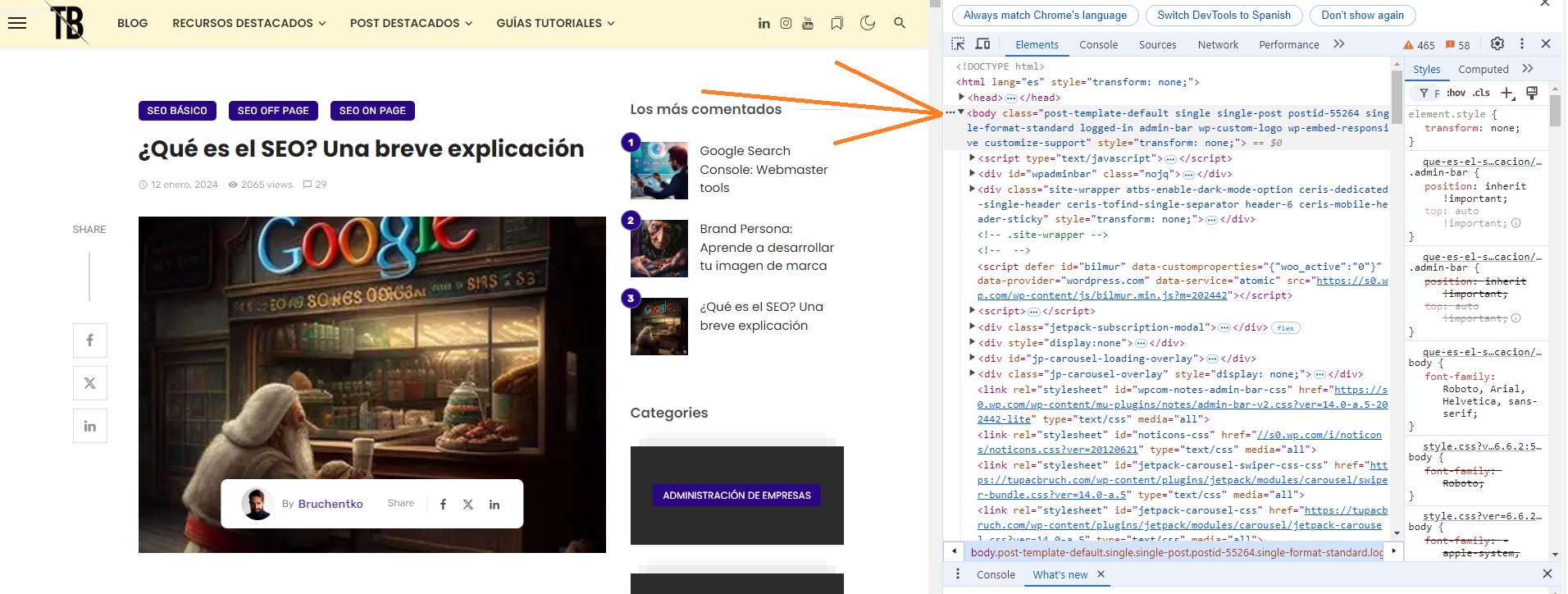 Acceder al Código Fuente en Google Chrome