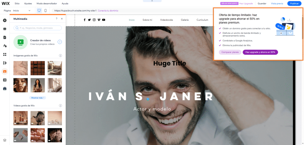 hacer upgrade en wix