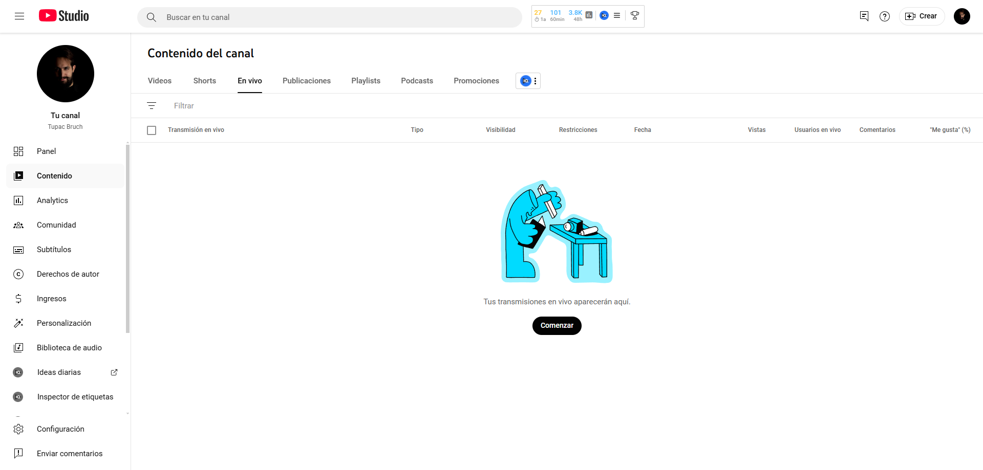 ejemplo de como hacer vivos en youtube
