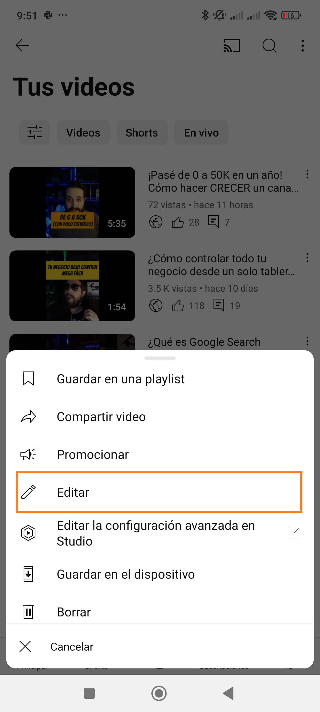 Editar un video de YouTube Shorts