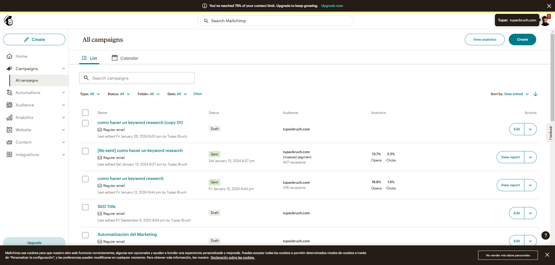 email marketing con mailchimp
