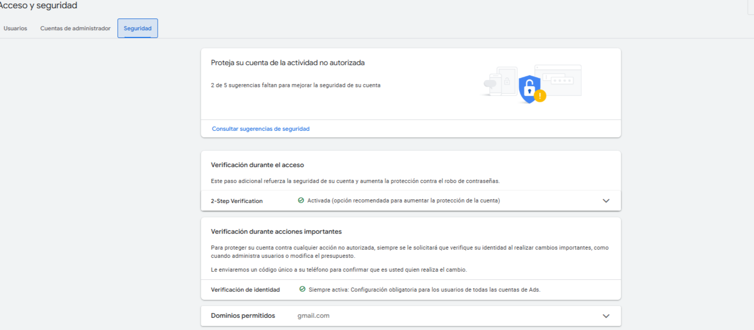 Busca la opción Dominios permitidos y revisa los que están listados.
