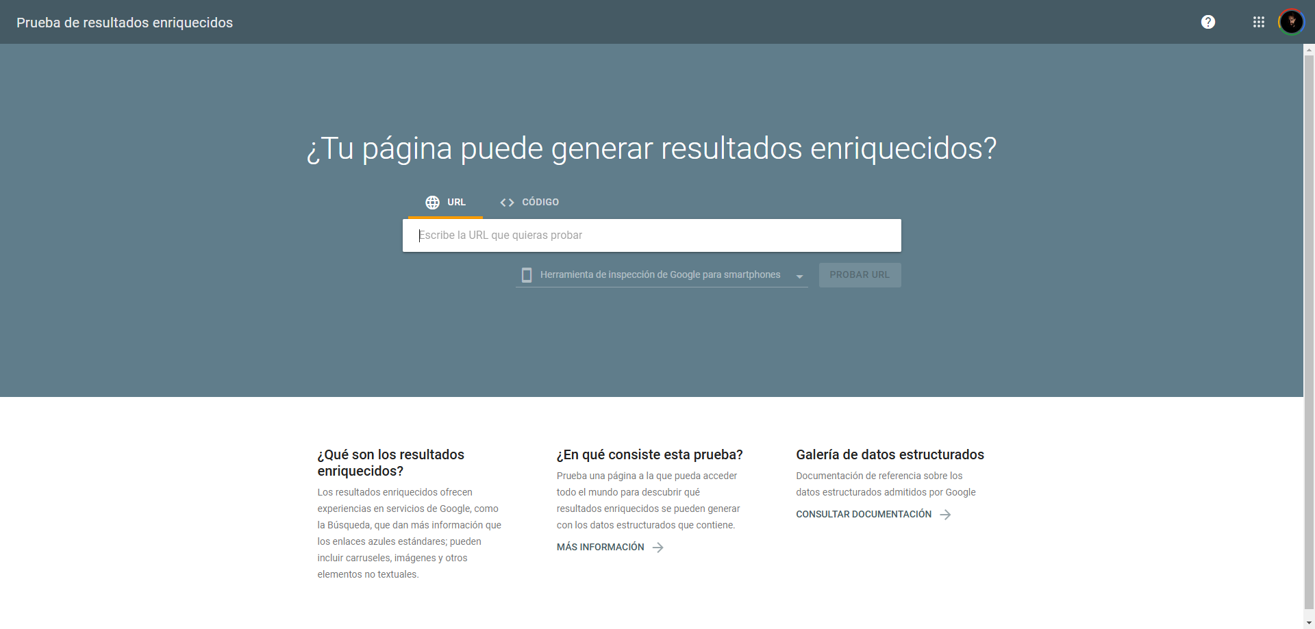 ejemplo de Rich Results Test para validar tu schema markup