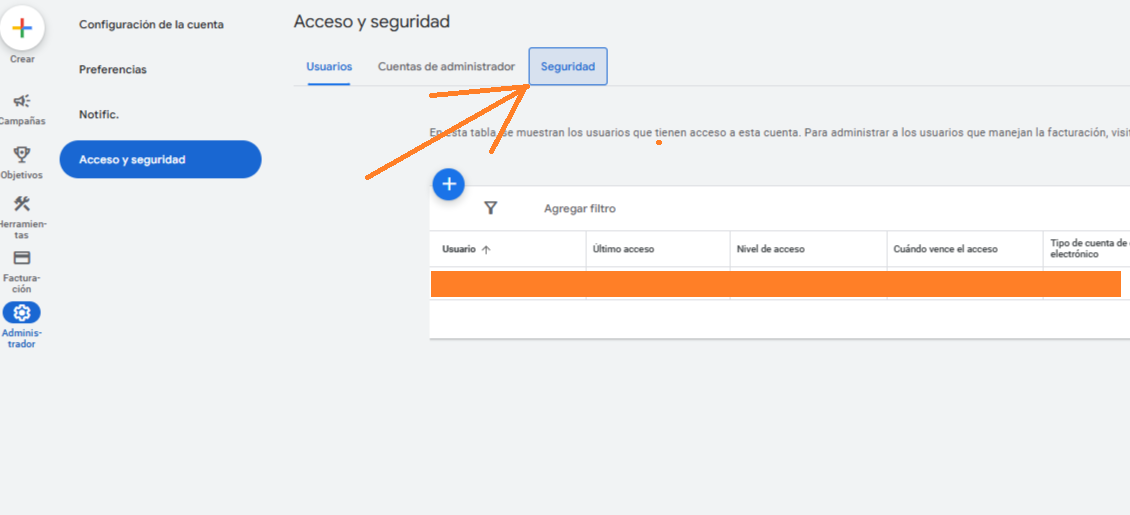 Haz clic en la pestaña Configuración de seguridad.