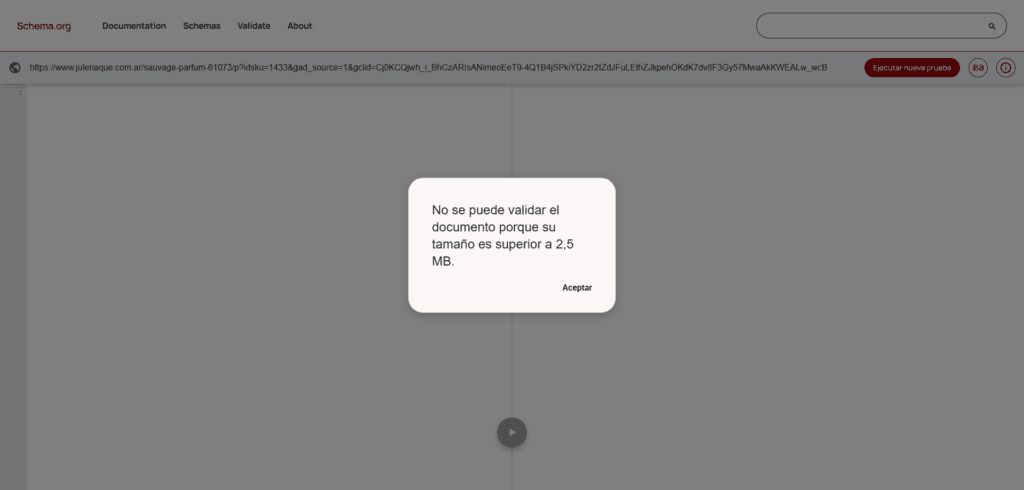 ejemplo de error en schema mark up