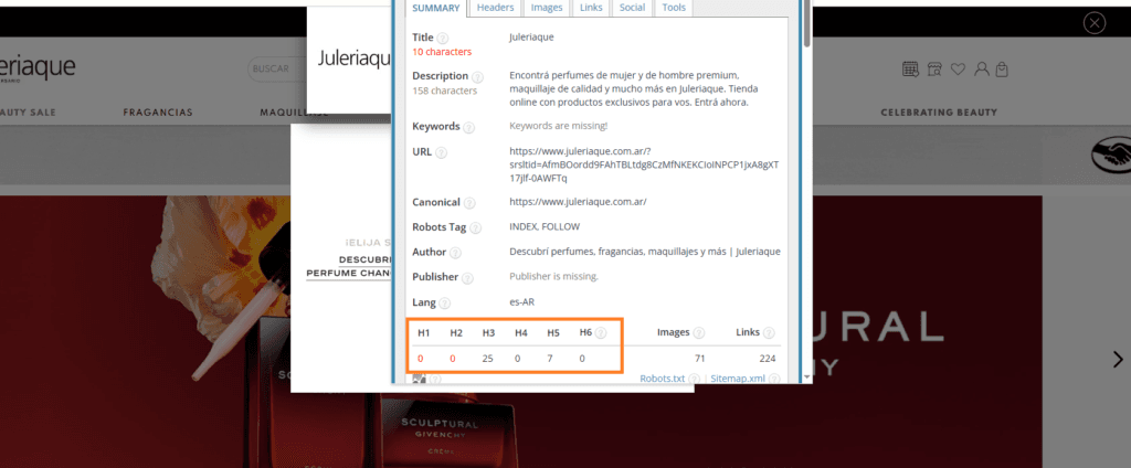 hacer seo para perfumerías implica tener buena estructura de títulos h