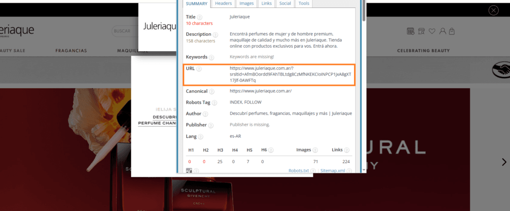 hacer seo para perfumerías implica tener buenas urls seo friendly