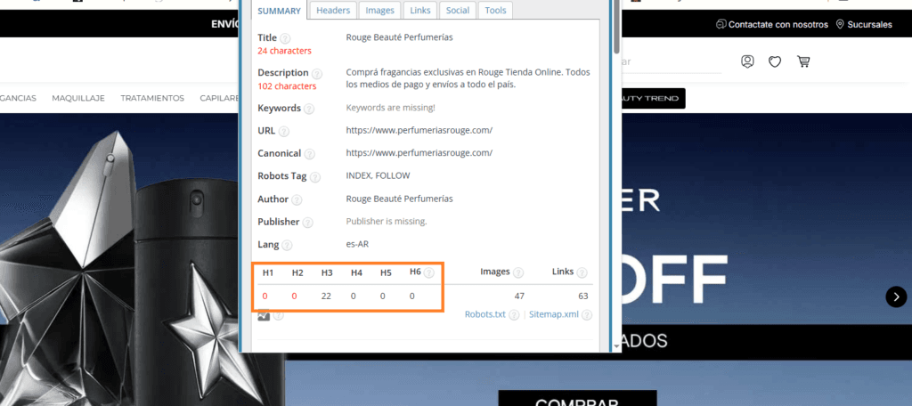 hacer seo para perfumerías implica tener buena estructura de títulos