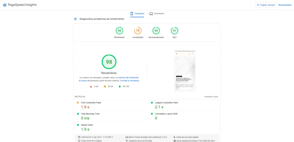 Core Web Vitals en móviles
