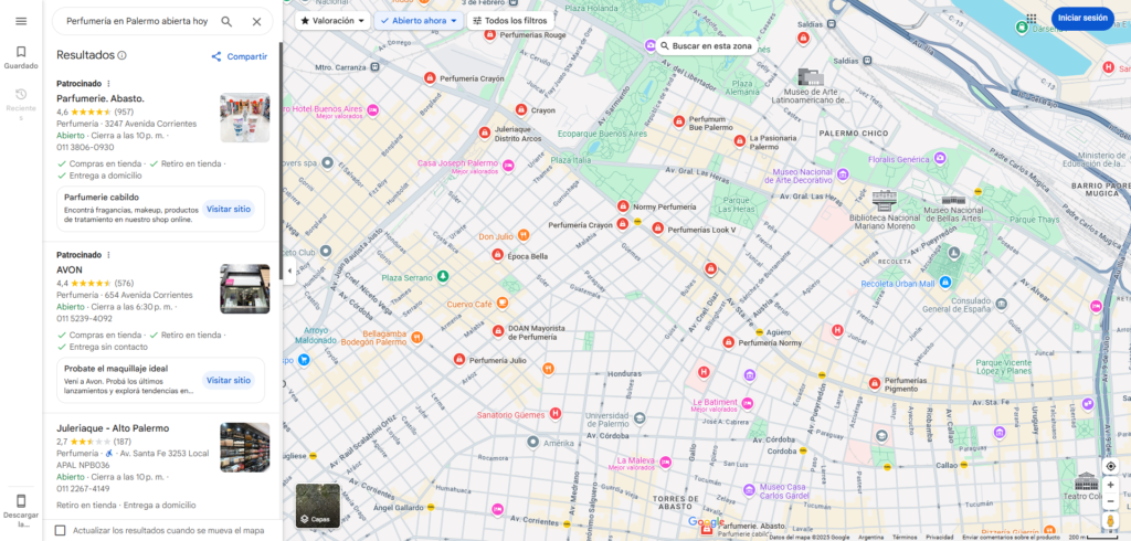 Keywords con intención local en perfumerías