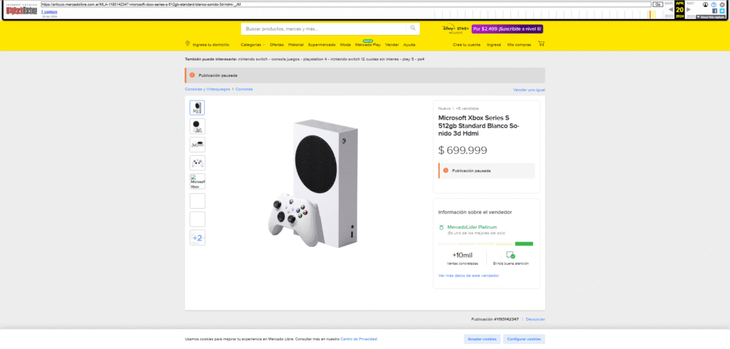 Una vez hecho eso, se mostrará la versión anterior de la página y en este caso, su precio anterior.