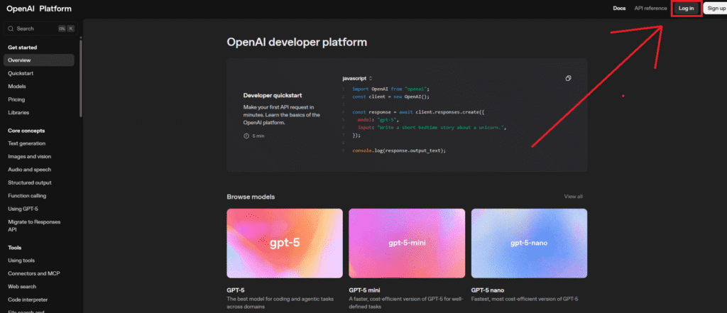 1. Ingresá a la plataforma de OpenAI