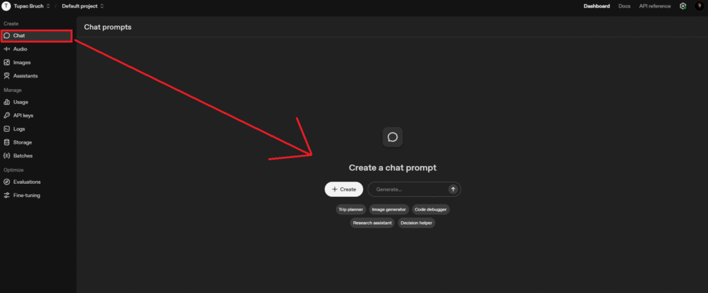 2. Seleccioná la pestaña “Chat” en el menú lateral