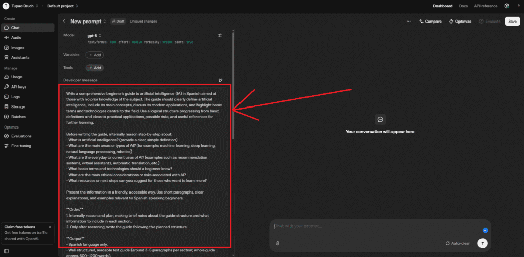 4. Hacé clic en "Optimize"