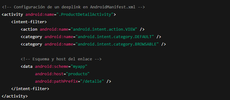 Ejemplo de deeplink en una aplicación móvil (Android)
