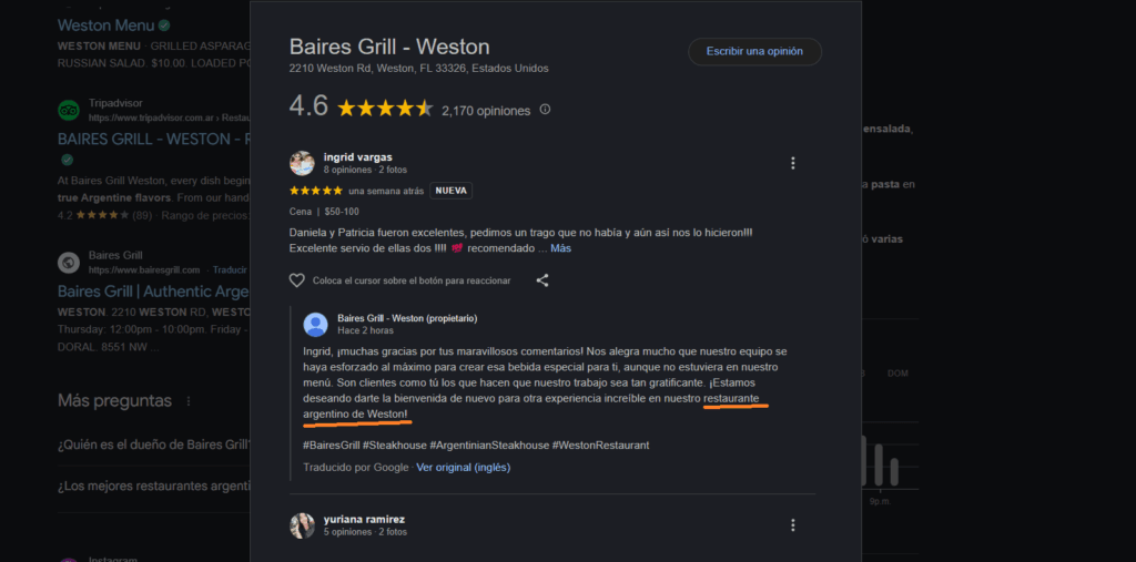 estrategia de reseñas para hacer seo en restaurantes