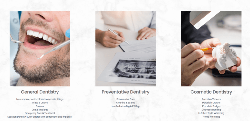 ejemplo de arquitectura web en páginas TDP para clínicas odontológicas