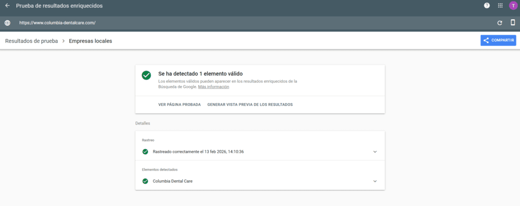 ejemplo de Schema Markup para Dentistas