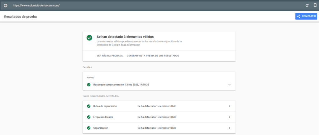 ejemplo de Schema Markup para Dentistas