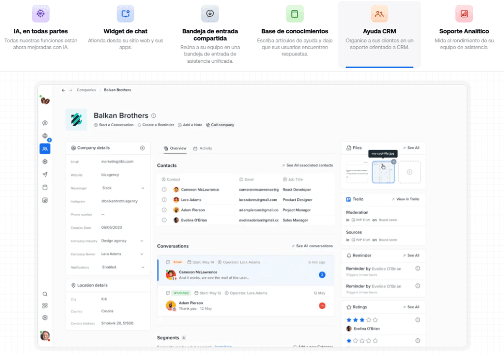 ejemplo de Ayuda CRM
