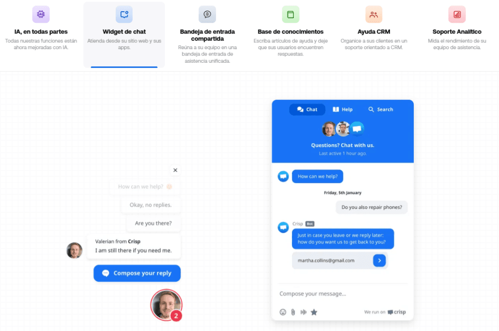 ejemplo de Widget de chat